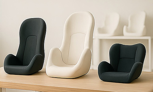 Verschiedene ergonomische Sitzschalen für Kinder zur stabilen und sicheren Sitzunterstützung